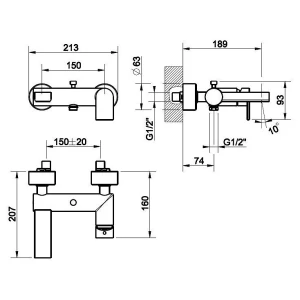 Смеситель Gessi Via Manzoni для ванны с душем 38613-031